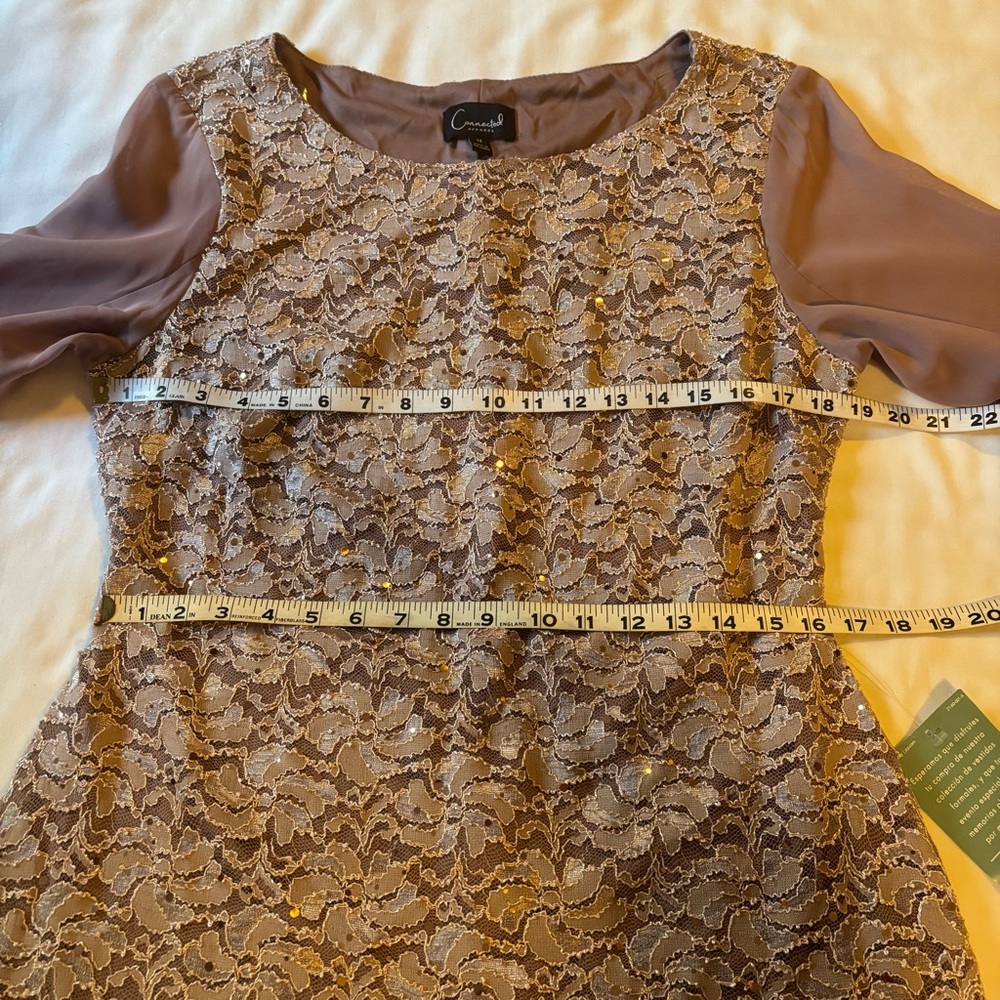 Connected Apparel NWT Womens Sz 14 Lace Overlay Sequined Cocktail Party Dress - Picture 9 of 13